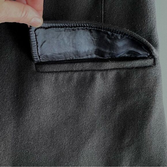 Closed Long Wool-Blend Stone Fire Pea Coat in Darkest Navy Size M Quiet Luxury - Picture 9 of 15